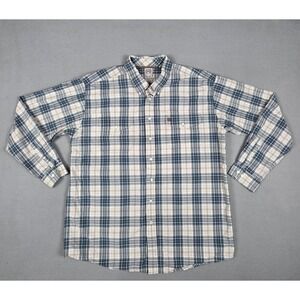 Cinch Shirt Mens XXL Blue White Tartan Plaid Long Sleeve Button Down Western 2XL
